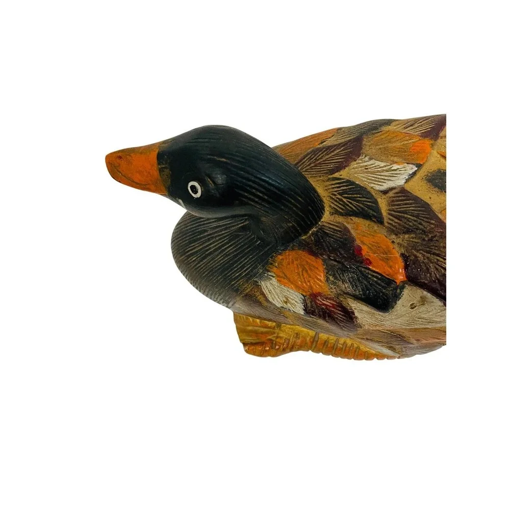Unbranded Wooden Duck Decoy Hand Carved Painted Bird Figurine 11